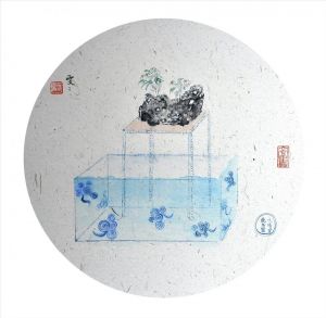 Contemporary Artwork by Zhou Wenwen - Blue and White Porcelain 4 The Legend of A Mountain Stone