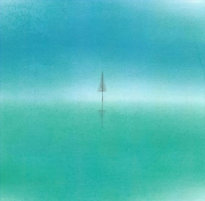 Zhu Jian's Contemporary Chinese Painting - Gravity Mirror of Blue and Green 5