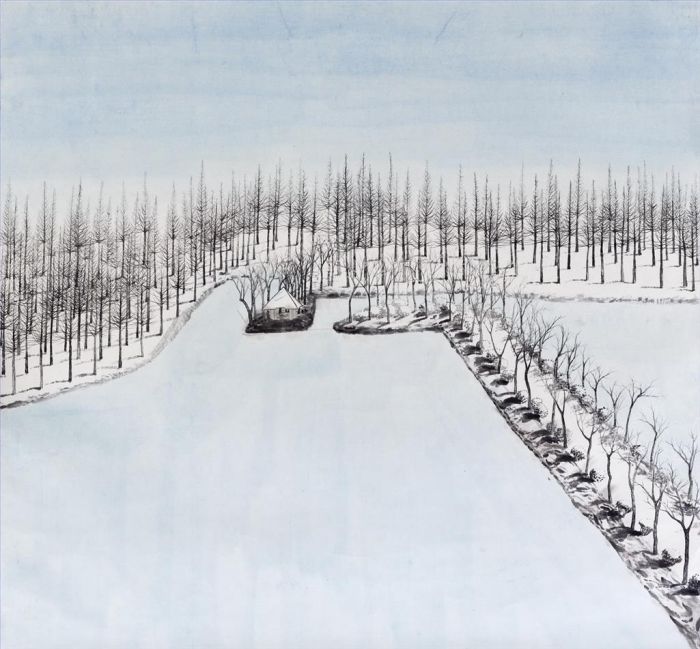 Zhu Jian's Contemporary Chinese Painting - Snow on The Riverbank That Year 2