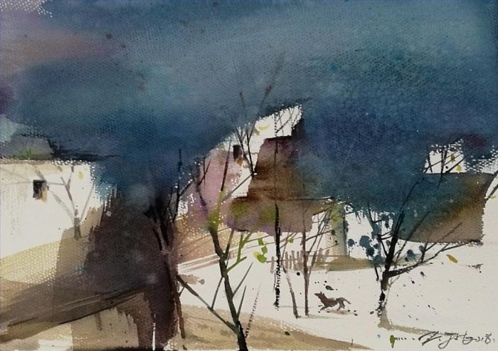 Zuo Jianhua's Contemporary Various Paintings - Tranquil Village