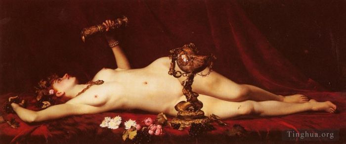 Adolphe Alexandre Lesrel Oil Painting - Bacchante Enivree nude Adolphe Alexandre Lesrel