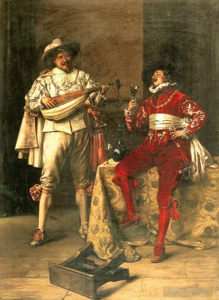 Adolphe Alexandre Lesrel Oil Painting - Gentlemens Pleasures