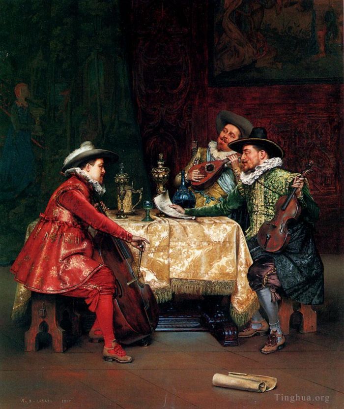 Adolphe Alexandre Lesrel Oil Painting - The Rehearsal