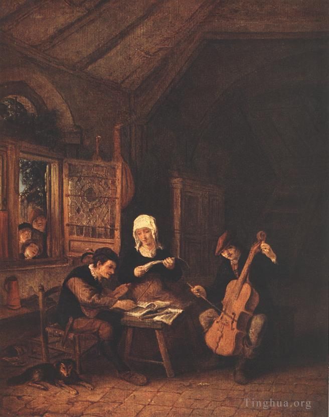 Adriaen van Ostade Oil Painting - Village Musicians