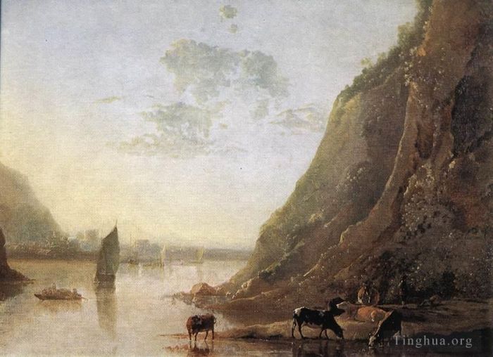 Aelbert Cuyp Oil Painting - River Bank With Cows