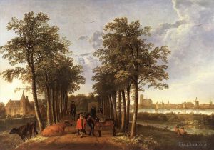 Antique Oil Painting - The Avenue At Meerdervoort