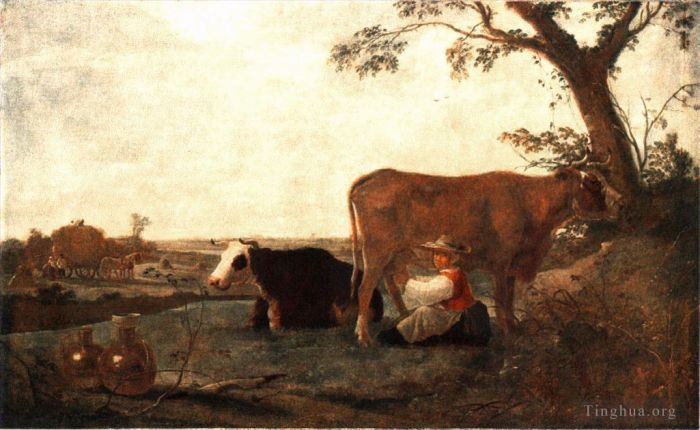 Aelbert Cuyp Oil Painting - The Dairy Maid