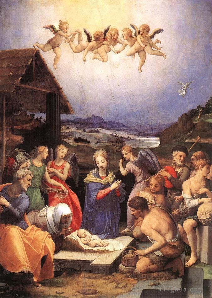 Agnolo Bronzino Oil Painting - Adoration of shepherds