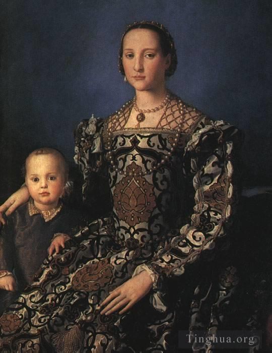 Agnolo Bronzino Oil Painting - Eleonora of Toledo and son