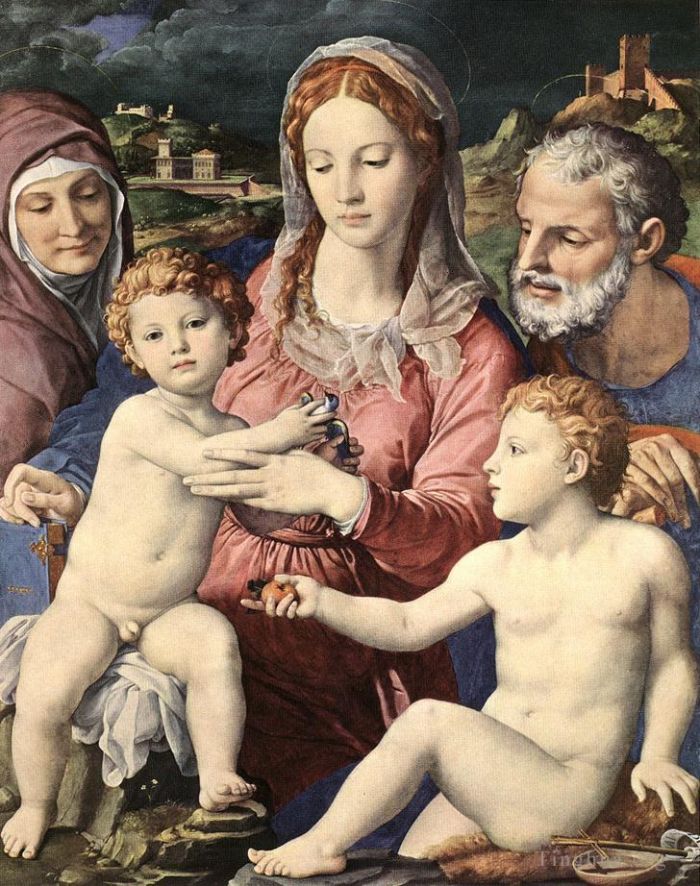 Agnolo Bronzino Oil Painting - Holy family