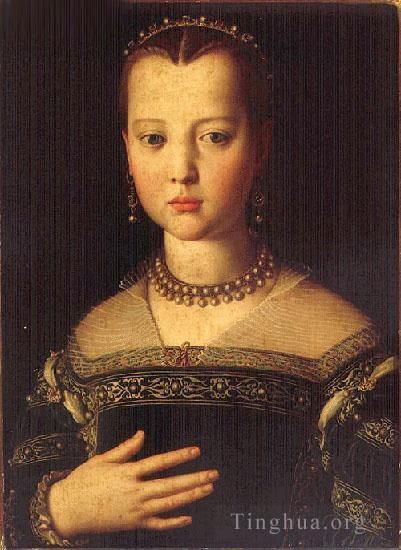 Agnolo Bronzino Oil Painting - Maria de medici