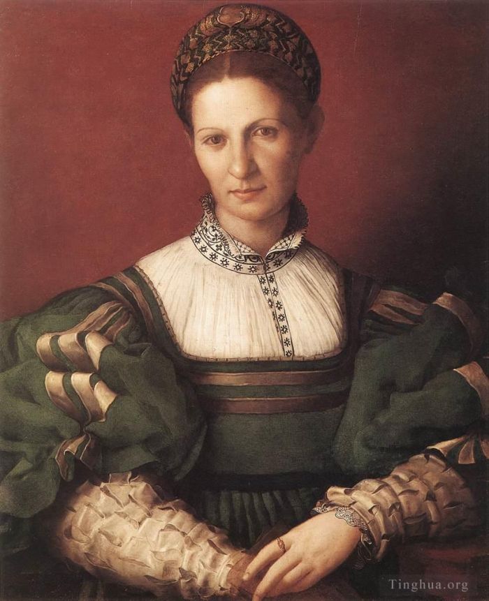 Agnolo Bronzino Oil Painting - Portrait Of A Lady In Green