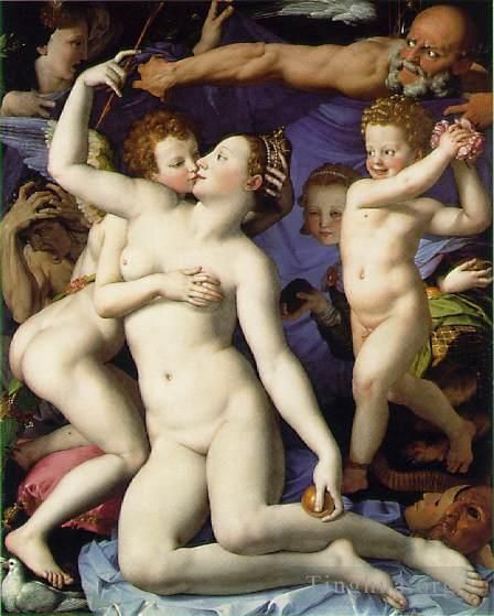 Agnolo Bronzino Oil Painting - Venus cupid time