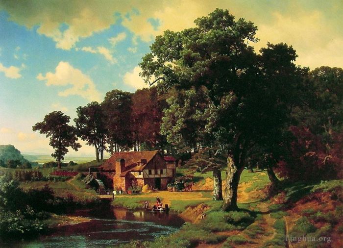 Albert Bierstadt Oil Painting - A Rustic Mill