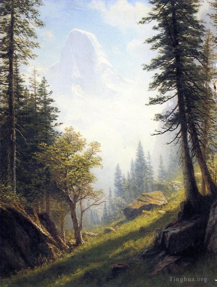Albert Bierstadt Oil Painting - Among the Bernese Alps