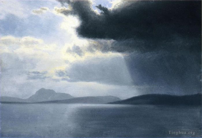 Albert Bierstadt Oil Painting - Approaching Thunderstorm on the Hudson River luminism