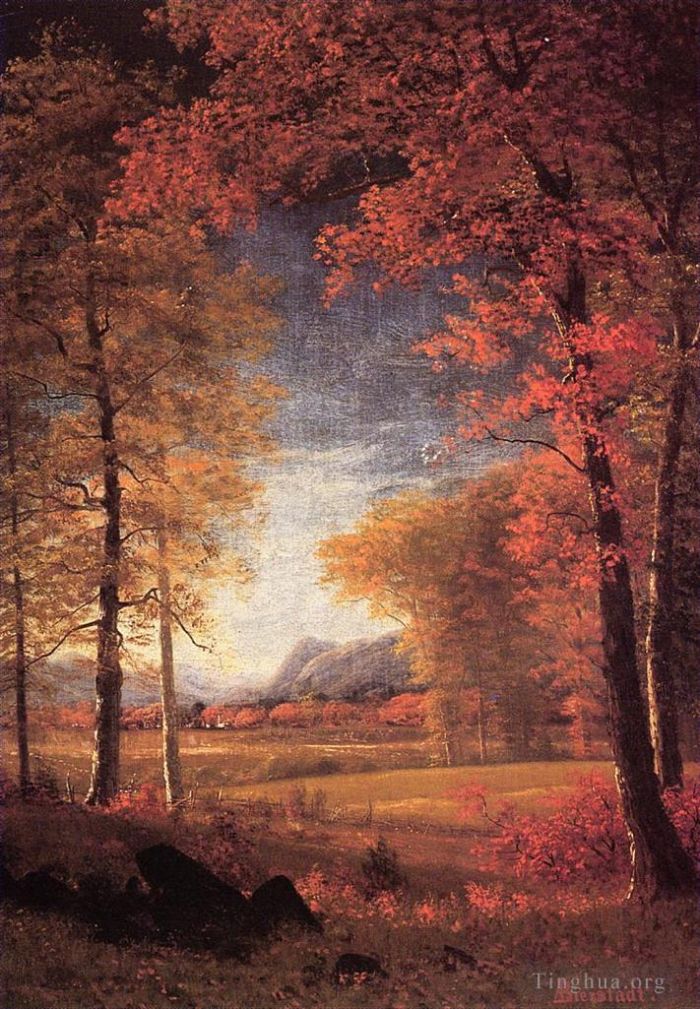 Albert Bierstadt Oil Painting - Autumn in America Oneida County New York
