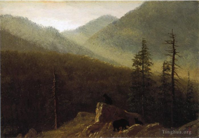 Albert Bierstadt Oil Painting - Bears in the Wilderness