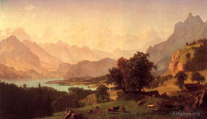 Albert Bierstadt Oil Painting - Bernese Alps