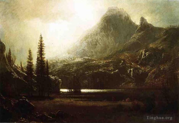 Albert Bierstadt Oil Painting - By a Mountain Lake