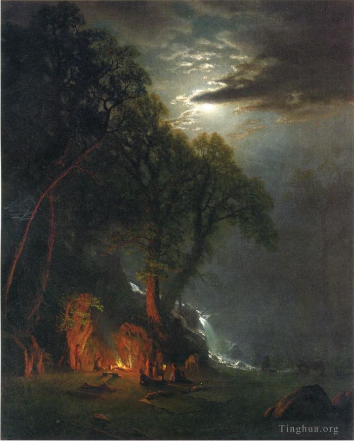 Albert Bierstadt Oil Painting - Campfire Site Yosemite