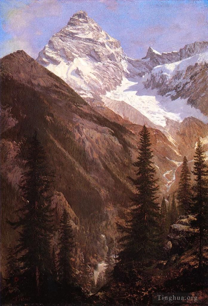 Albert Bierstadt Oil Painting - Canadian Rockies Asulkan Glacier