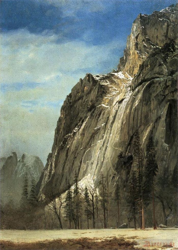 Albert Bierstadt Oil Painting - Cathedral Rocks A Yosemite View