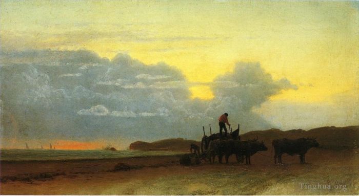 Albert Bierstadt Oil Painting - Coastal View Newport