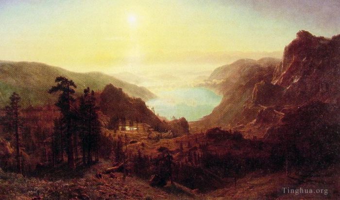 Albert Bierstadt Oil Painting - Donner Lake from the Summit