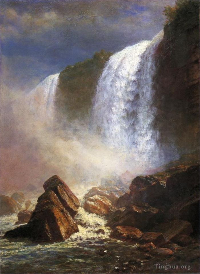 Albert Bierstadt Oil Painting - Falls of Niagara from Below