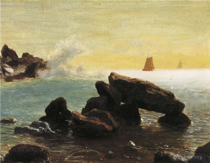 Albert Bierstadt Oil Painting - Farralon Islands California luminism seascape
