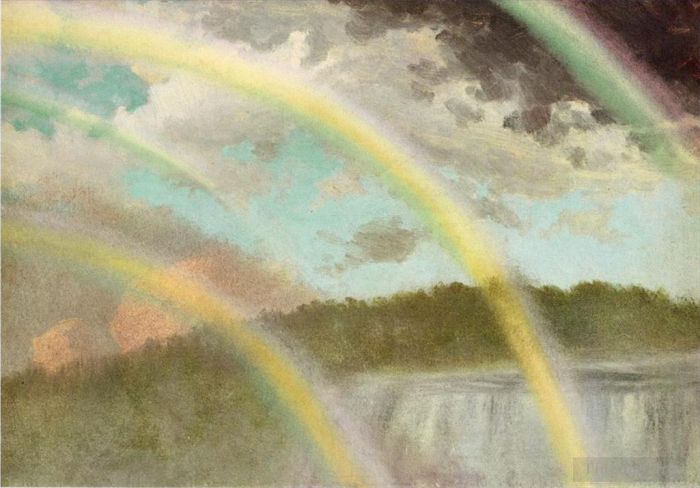 Albert Bierstadt Oil Painting - Four Rainbows over Niagara Falls