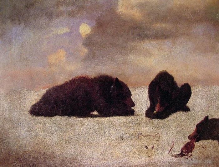 Albert Bierstadt Oil Painting - Grizzly Bears