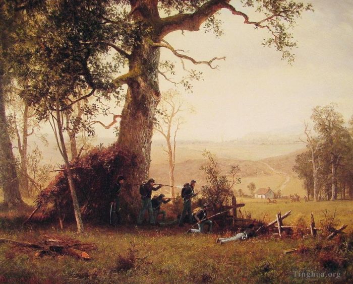 Albert Bierstadt Oil Painting - Guerrilla Warfare