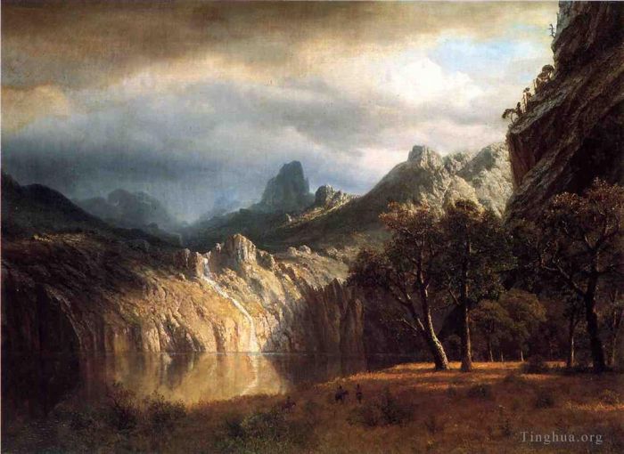 Albert Bierstadt Oil Painting - In Western Mountains
