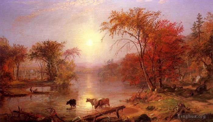 Albert Bierstadt Oil Painting - Indian Summer Hudson River