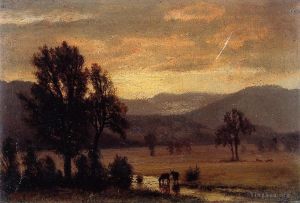 Artist Albert Bierstadt's Work - Landscape with Cattle