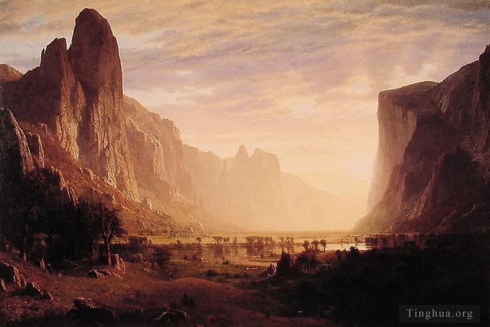 Albert Bierstadt Oil Painting - Looking Down YosemiteValley