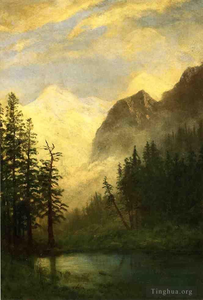 Albert Bierstadt Oil Painting - Mountain Landscape