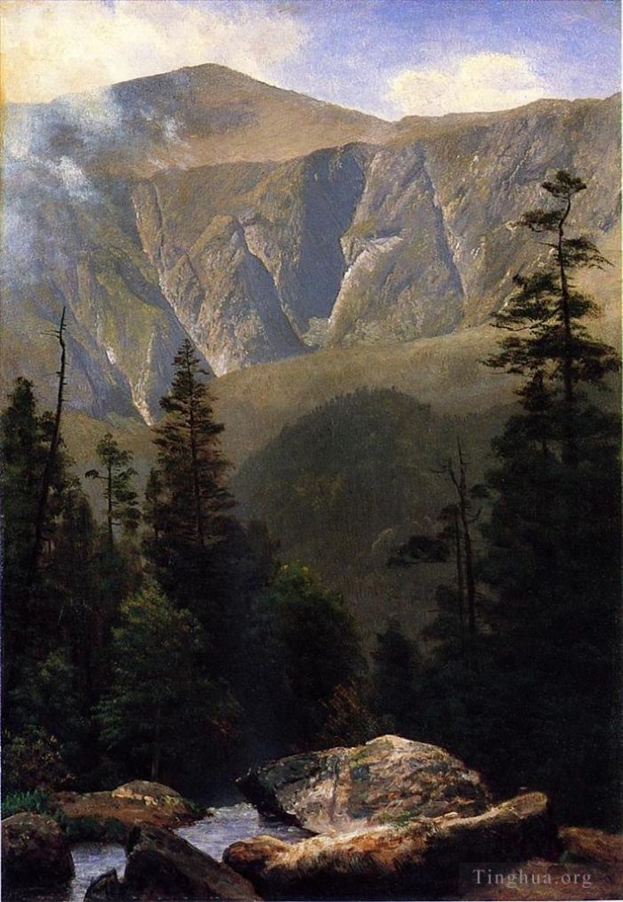 Albert Bierstadt Oil Painting - Mountainous Landscape