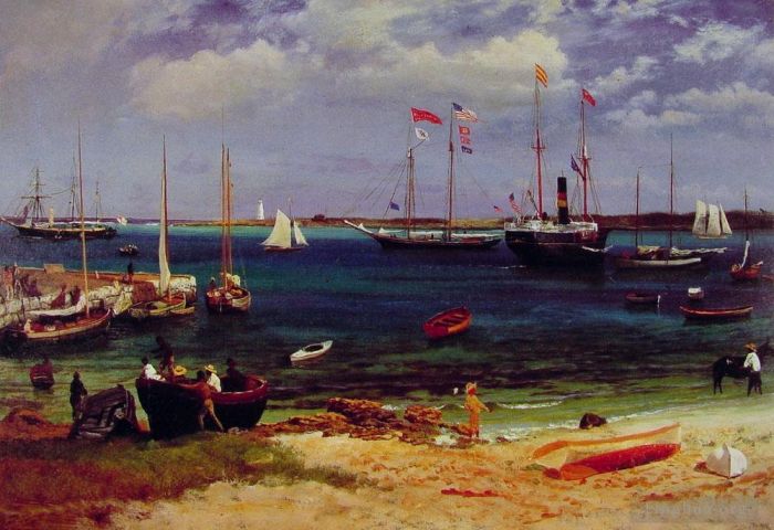 Albert Bierstadt Oil Painting - Nassau Harbor After 187luminism seascape