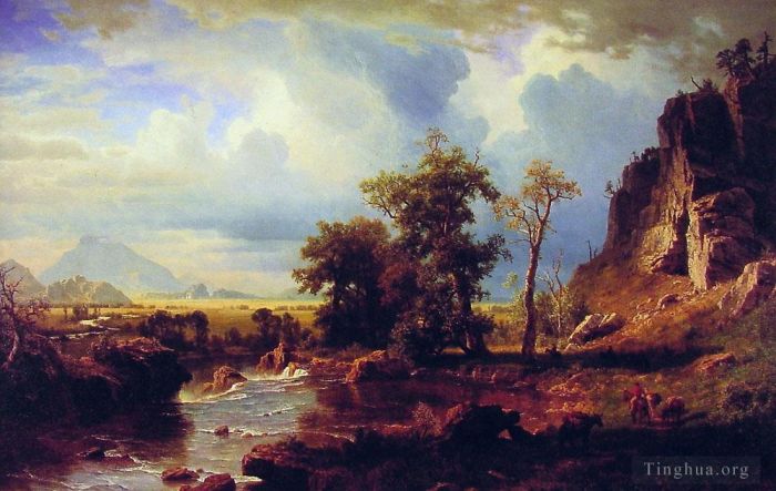 Albert Bierstadt Oil Painting - North Fork of the Platte Nebraska