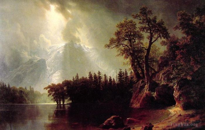 Albert Bierstadt Oil Painting - Passing Storm over the Sierra Nevada