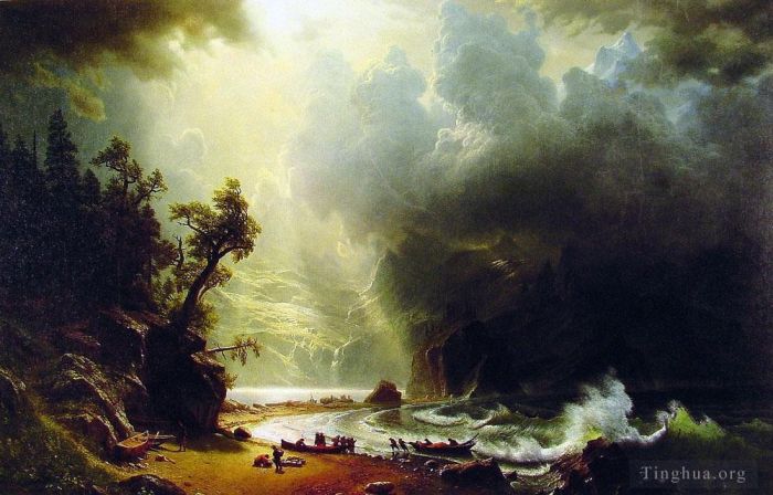 Albert Bierstadt Oil Painting - Pugest Sount on the Pacific Coast