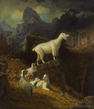 Artist Albert Bierstadt's Work - Rocky Mountain Goats