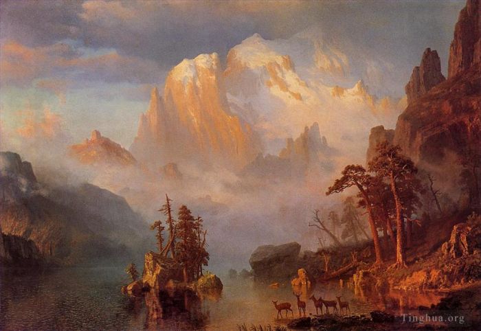 Albert Bierstadt Oil Painting - Rocky Mountains