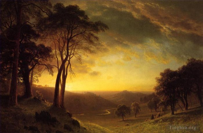 Albert Bierstadt Oil Painting - Sacramento River Valley
