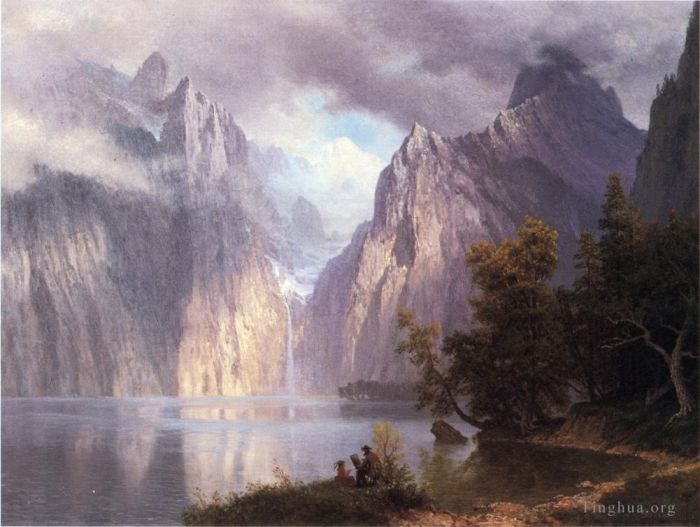 Albert Bierstadt Oil Painting - Scene in the Sierra Nevada