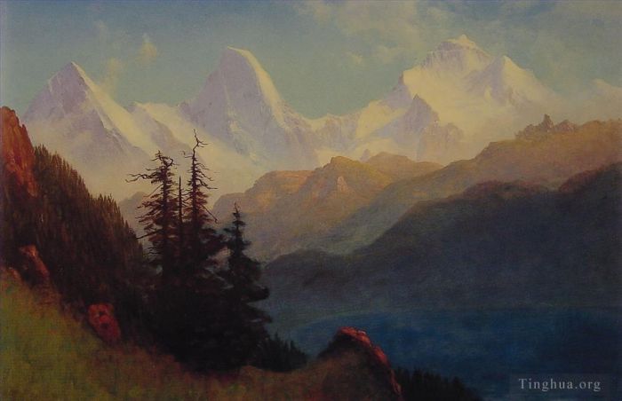 Albert Bierstadt Oil Painting - Splendour of the Grand Tetons