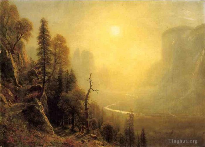 Albert Bierstadt Oil Painting - Study for Yosemite Valley Glacier Point Trail